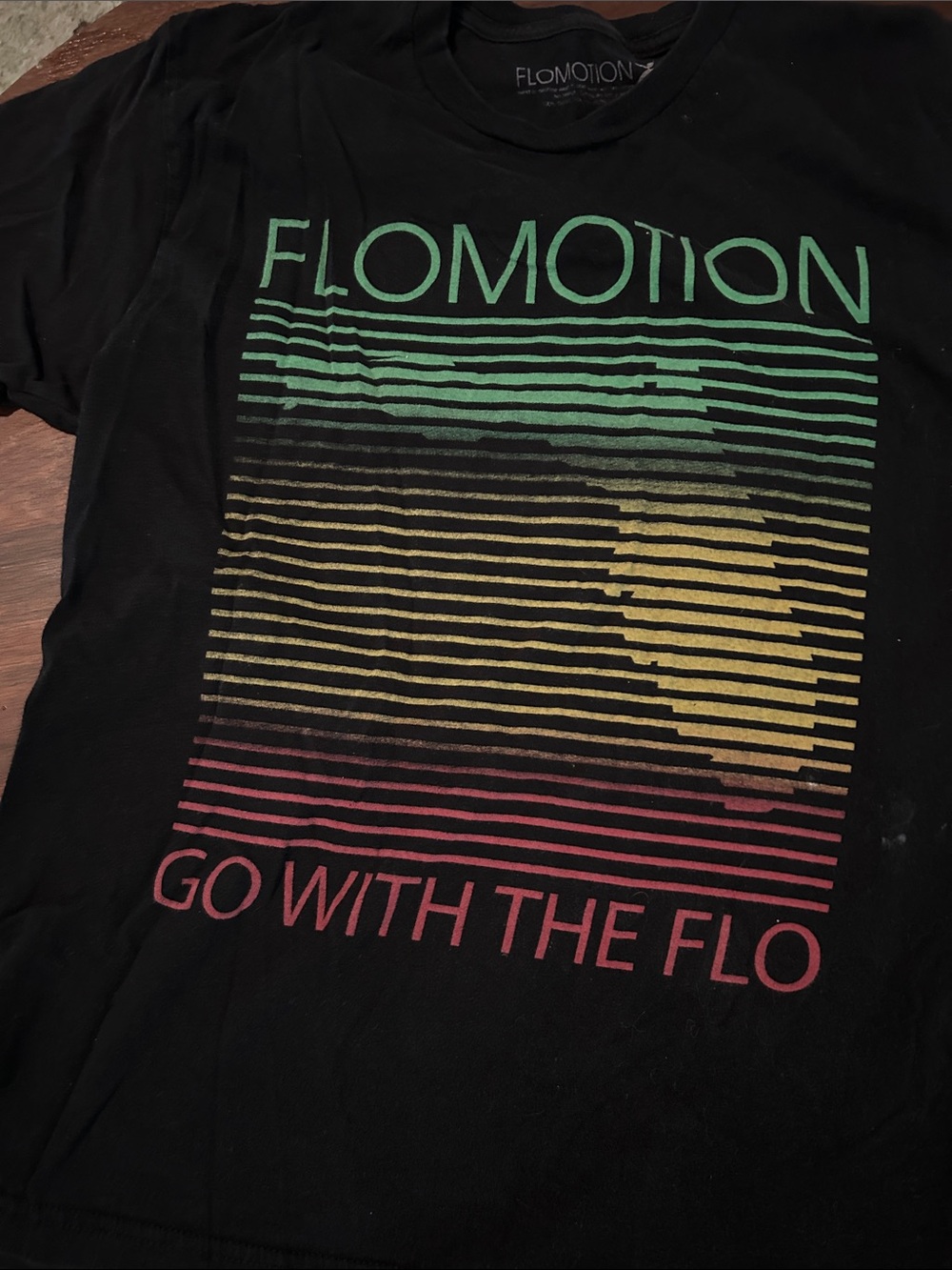 Flomotion 'Go With The Flo' Graphic Tee - Black with Green, Yellow, red